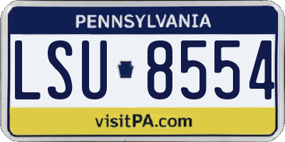 PA license plate LSU8554
