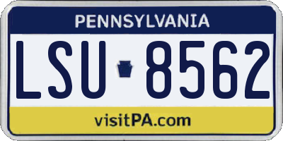 PA license plate LSU8562