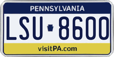 PA license plate LSU8600