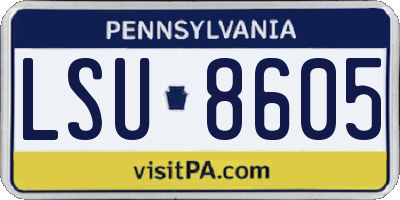 PA license plate LSU8605