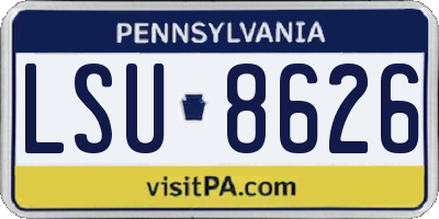 PA license plate LSU8626