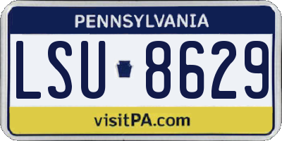 PA license plate LSU8629