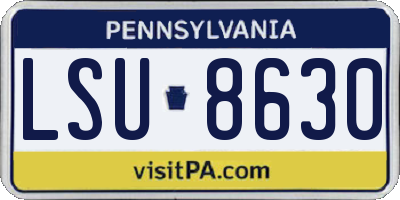 PA license plate LSU8630