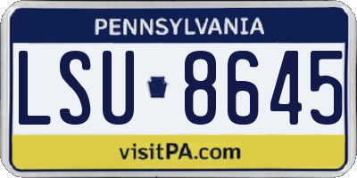 PA license plate LSU8645