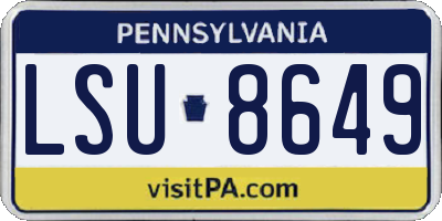 PA license plate LSU8649