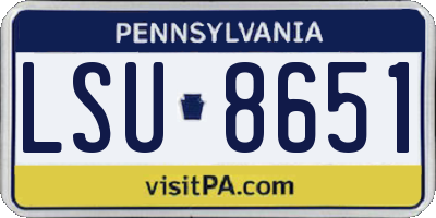 PA license plate LSU8651