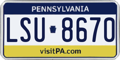 PA license plate LSU8670