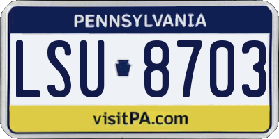 PA license plate LSU8703