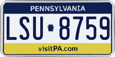 PA license plate LSU8759