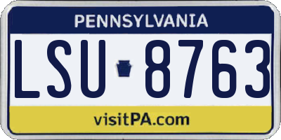 PA license plate LSU8763