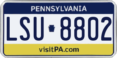 PA license plate LSU8802