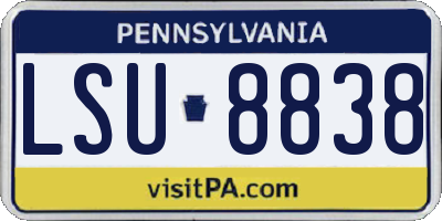 PA license plate LSU8838