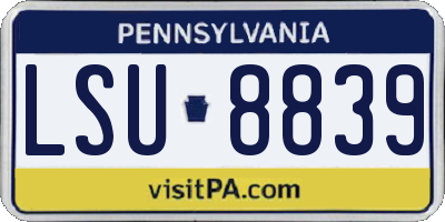 PA license plate LSU8839