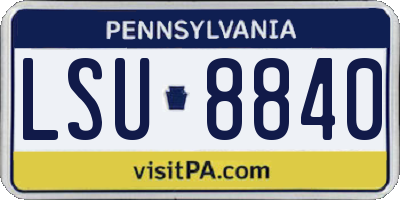 PA license plate LSU8840