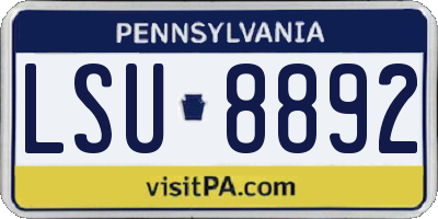 PA license plate LSU8892