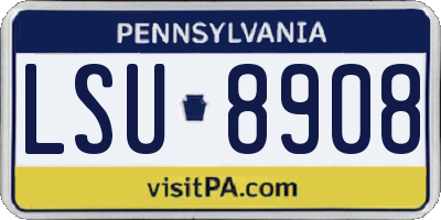 PA license plate LSU8908