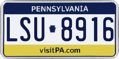 PA license plate LSU8916