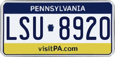 PA license plate LSU8920