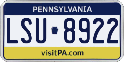 PA license plate LSU8922