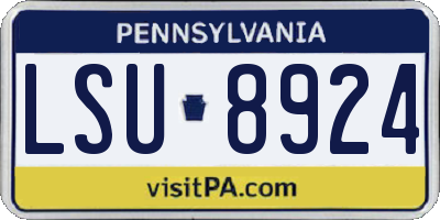 PA license plate LSU8924