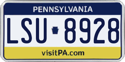 PA license plate LSU8928