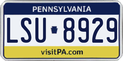 PA license plate LSU8929