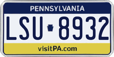 PA license plate LSU8932