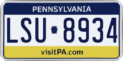 PA license plate LSU8934