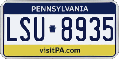 PA license plate LSU8935