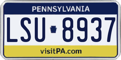 PA license plate LSU8937