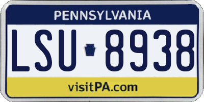 PA license plate LSU8938