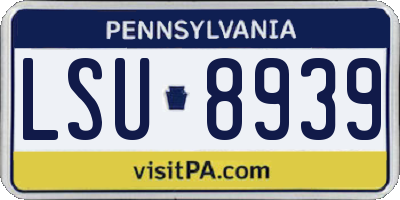 PA license plate LSU8939