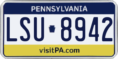 PA license plate LSU8942