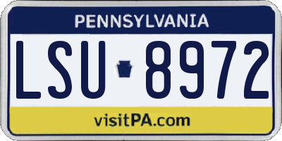 PA license plate LSU8972