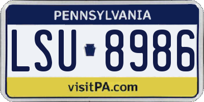 PA license plate LSU8986