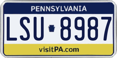 PA license plate LSU8987