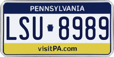 PA license plate LSU8989