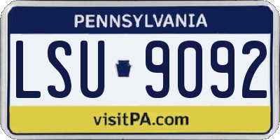 PA license plate LSU9092