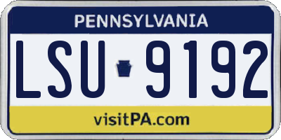 PA license plate LSU9192