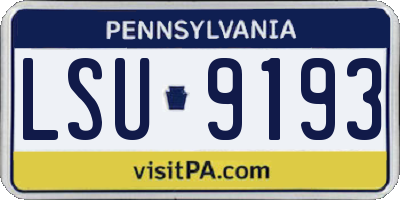 PA license plate LSU9193