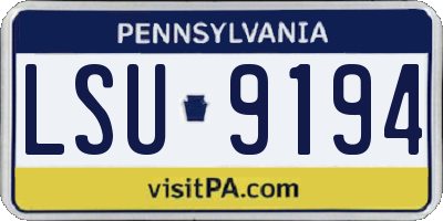 PA license plate LSU9194