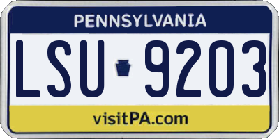 PA license plate LSU9203