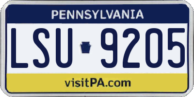 PA license plate LSU9205