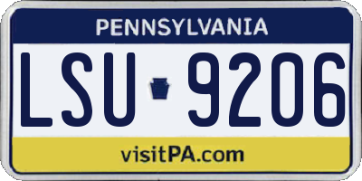 PA license plate LSU9206
