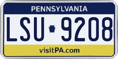 PA license plate LSU9208