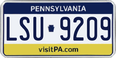 PA license plate LSU9209