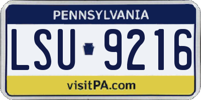 PA license plate LSU9216