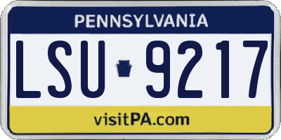 PA license plate LSU9217