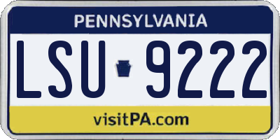PA license plate LSU9222