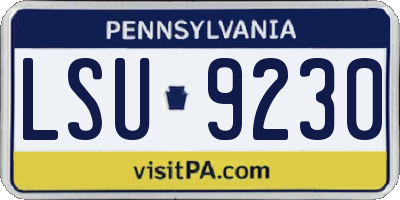 PA license plate LSU9230